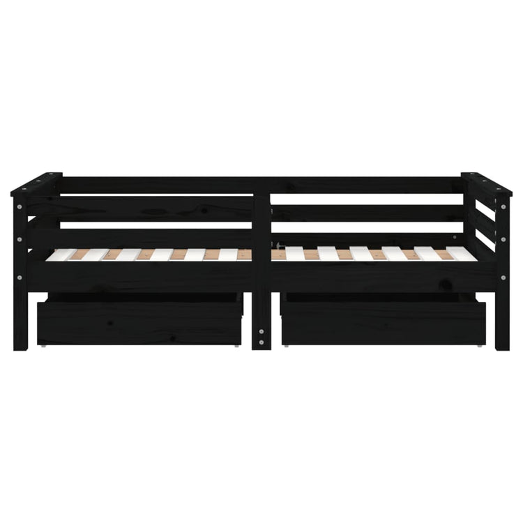 Giroletto Bambini con Cassetti Nero 70x140cm Massello di Pino 834443