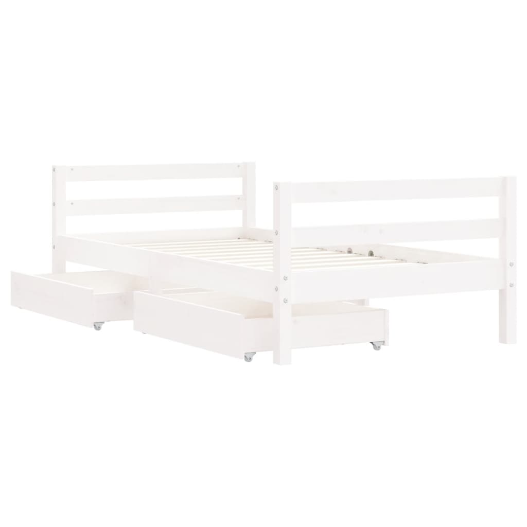 Giroletto Bambini con Cassetti Bianco 80x160 cm Massello Pino 834445