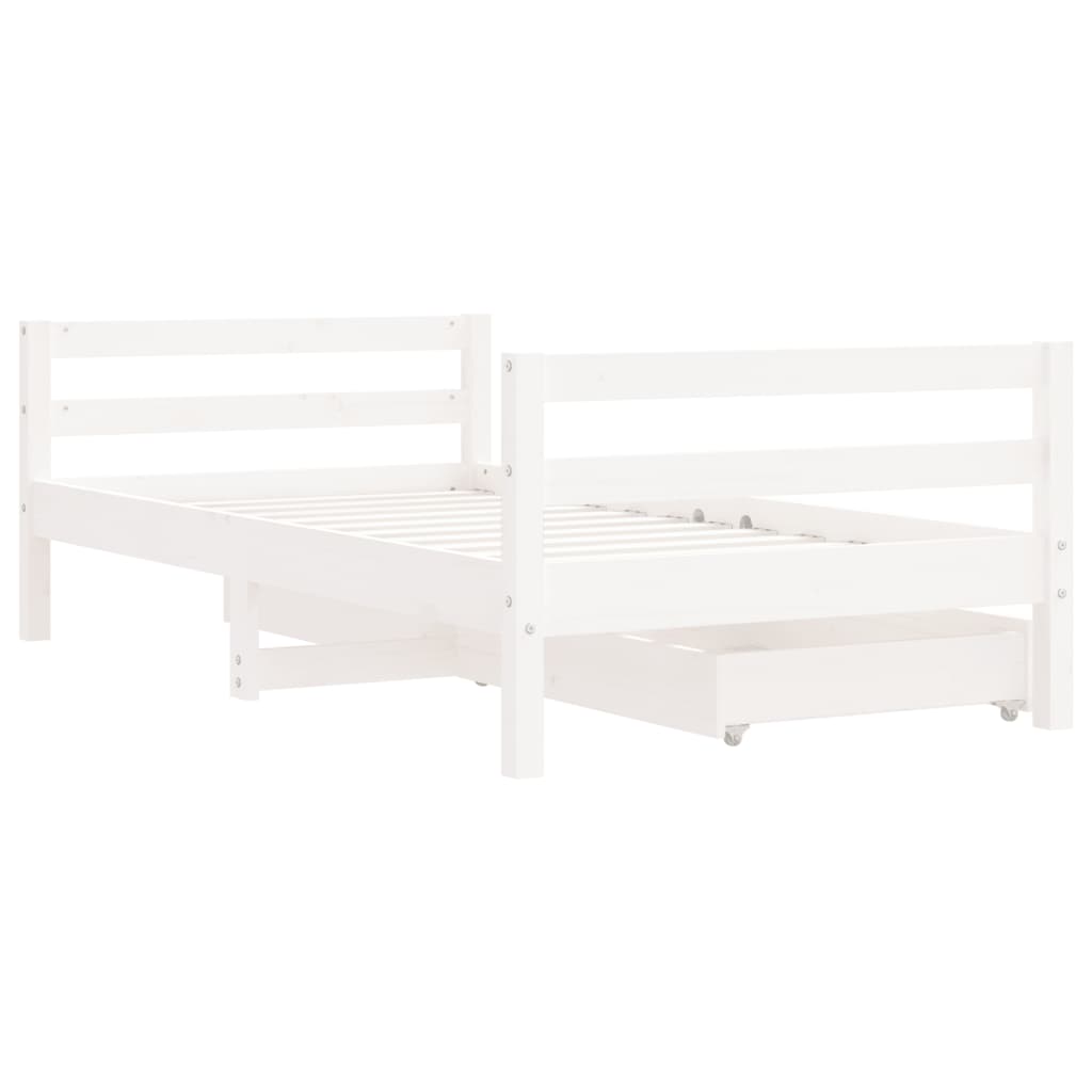 Giroletto Bambini con Cassetti Bianco 80x160 cm Massello Pino 834445