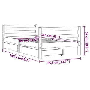 Giroletto Bambini con Cassetti Bianco 80x160 cm Massello Pino 834445