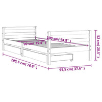 Giroletto per Bambini con Cassetti 90x190cm Legno Massello Pino 834447