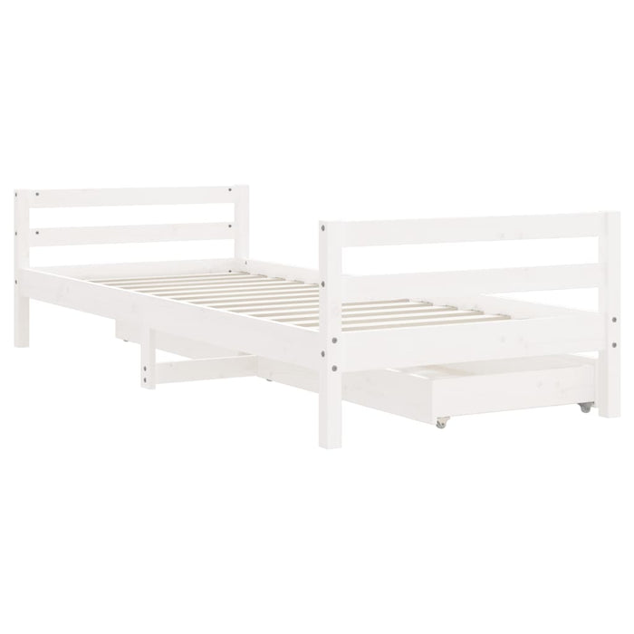 Giroletto Bambini con Cassetti Bianco 90x190 cm Massello Pino 834448