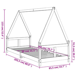 Giroletto per Bambini 80x200 cm in Legno Massello di Pino 834450