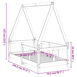 Giroletto per Bambini 70x140 cm in Legno Massello di Pino 834456