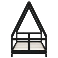 Giroletto per Bambini Nero 80x160 cm in Legno Massello di Pino 834461