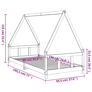 Giroletto per Bambini Bianco 90x190cm in Legno Massello di Pino 834463