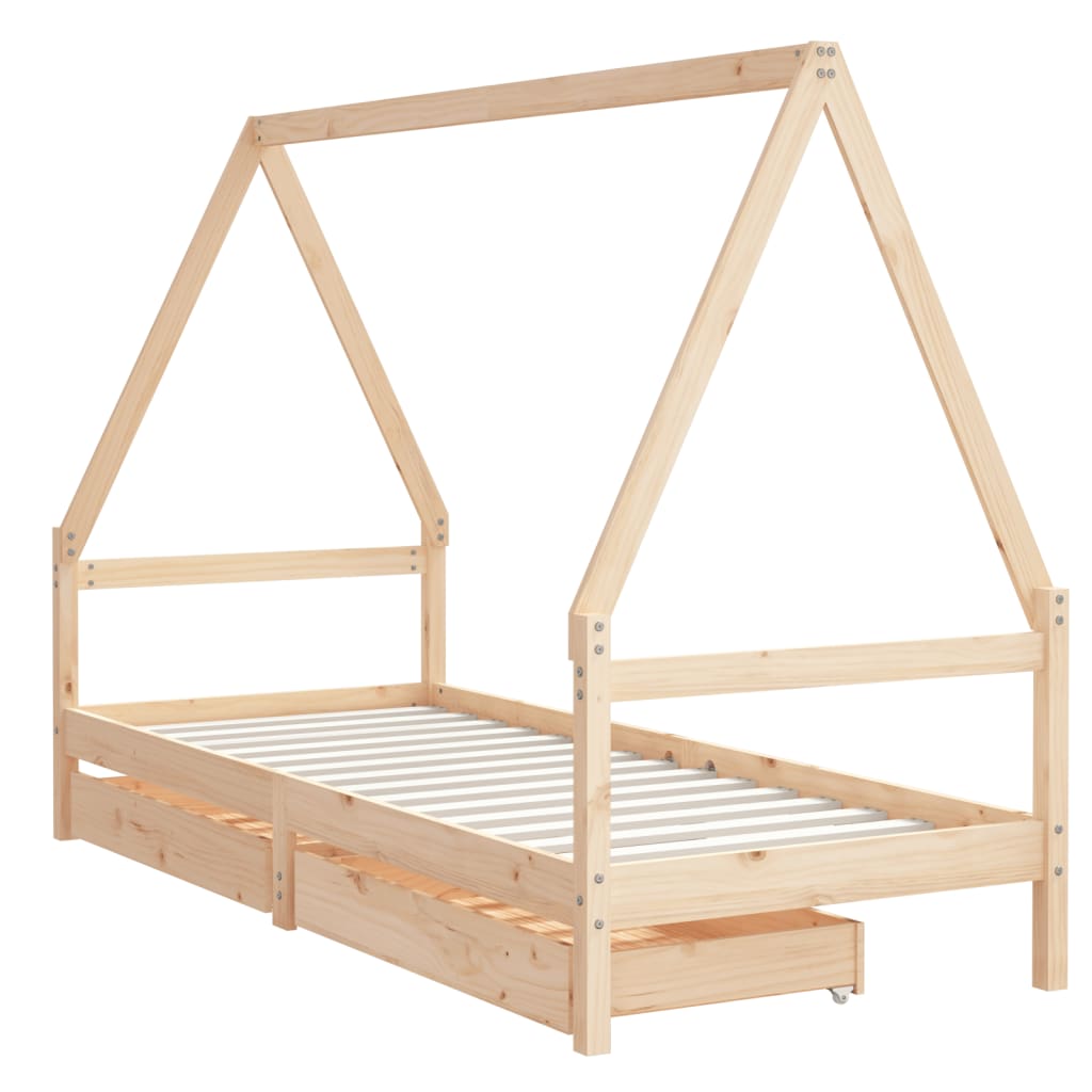 Giroletto Bambini con Cassetti 80x200 cm Legno Massello di Pinocod mxl 127493