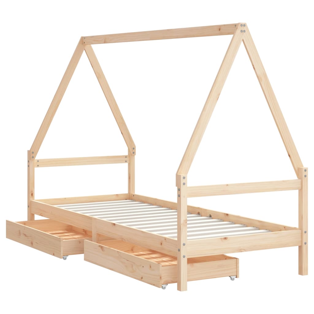 Giroletto Bambini con Cassetti 80x200 cm Legno Massello di Pino 834465