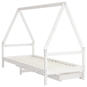 Giroletto Bambini con Cassetti Bianco 80x200cm Massello di Pino 834466