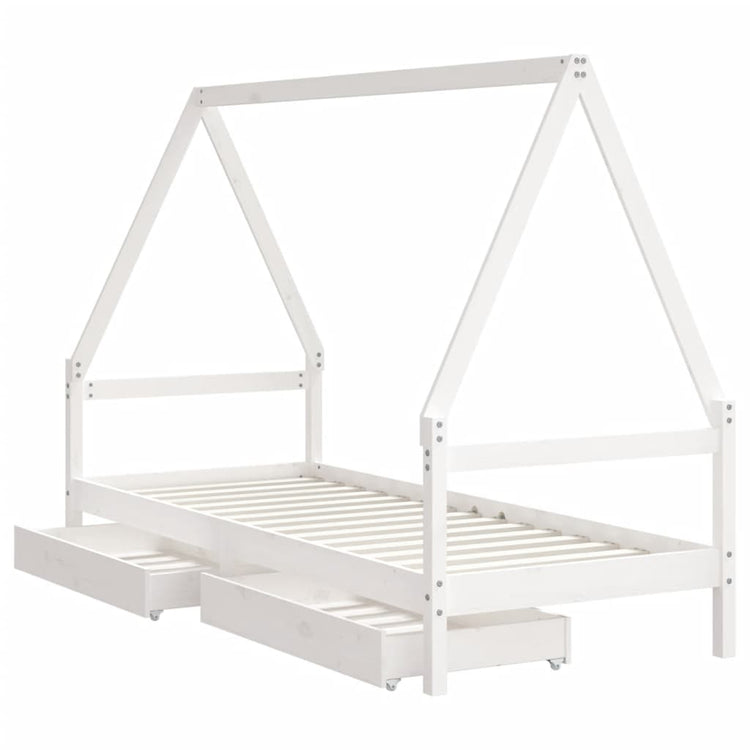 Giroletto Bambini con Cassetti Bianco 90x200cm Massello di Pino 834469