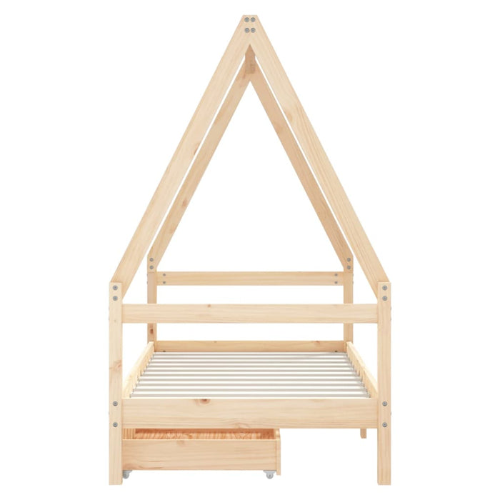 Giroletto per Bambini con Cassetti 80x160cm Legno Massello Pino 834474