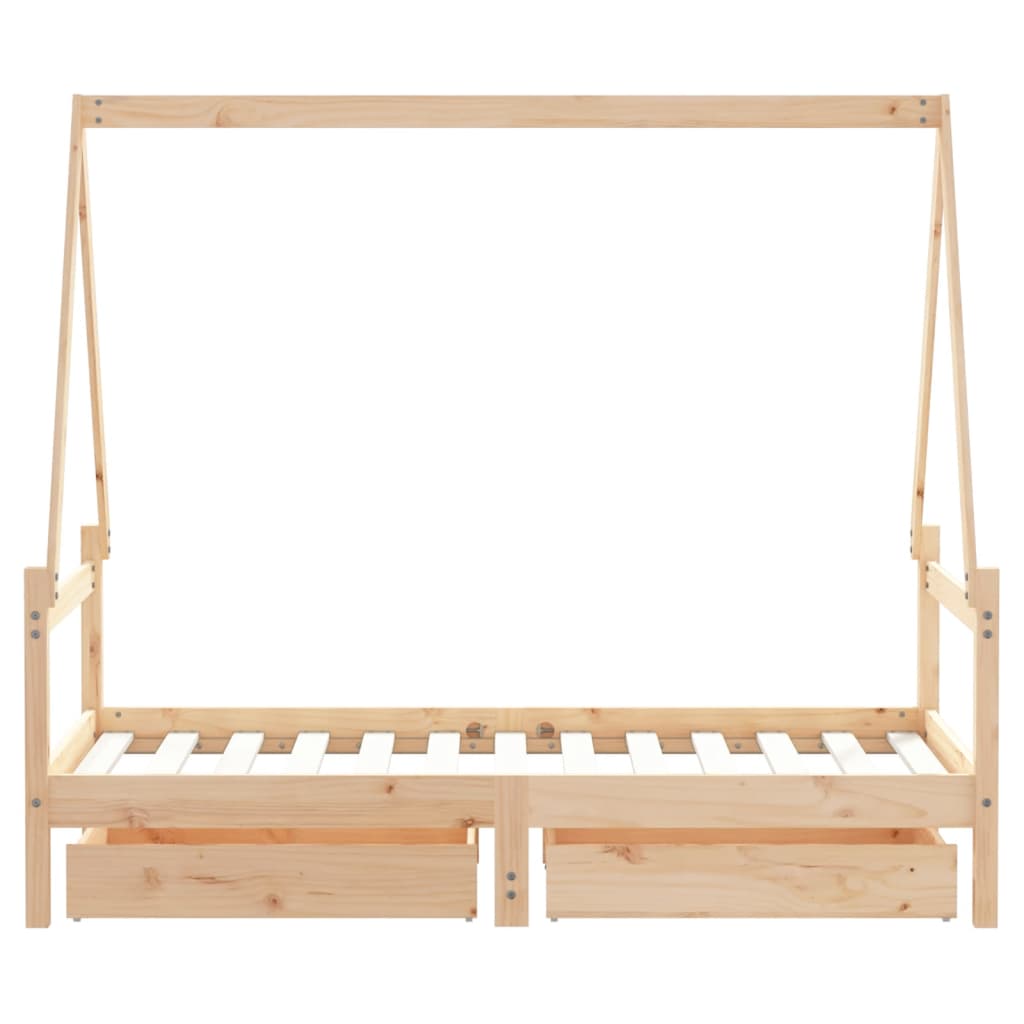 Giroletto per Bambini con Cassetti 80x160cm Legno Massello Pino 834474