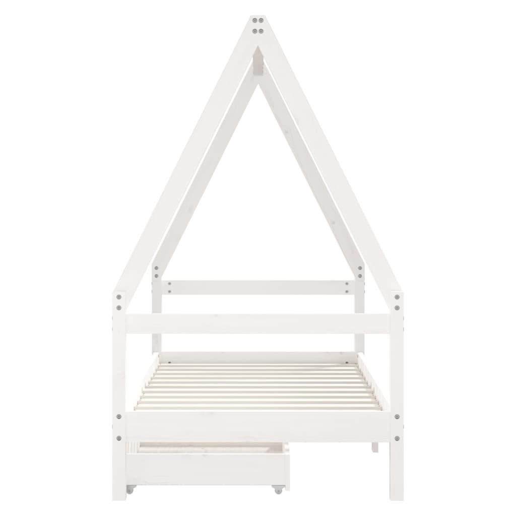 Giroletto Bambini con Cassetti Bianco 80x160 cm Massello Pino 834475