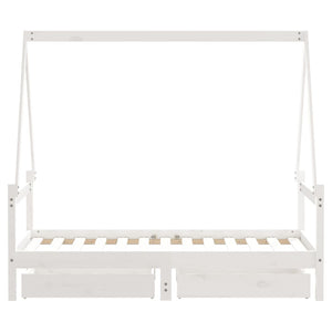 Giroletto Bambini con Cassetti Bianco 80x160 cm Massello Pino 834475