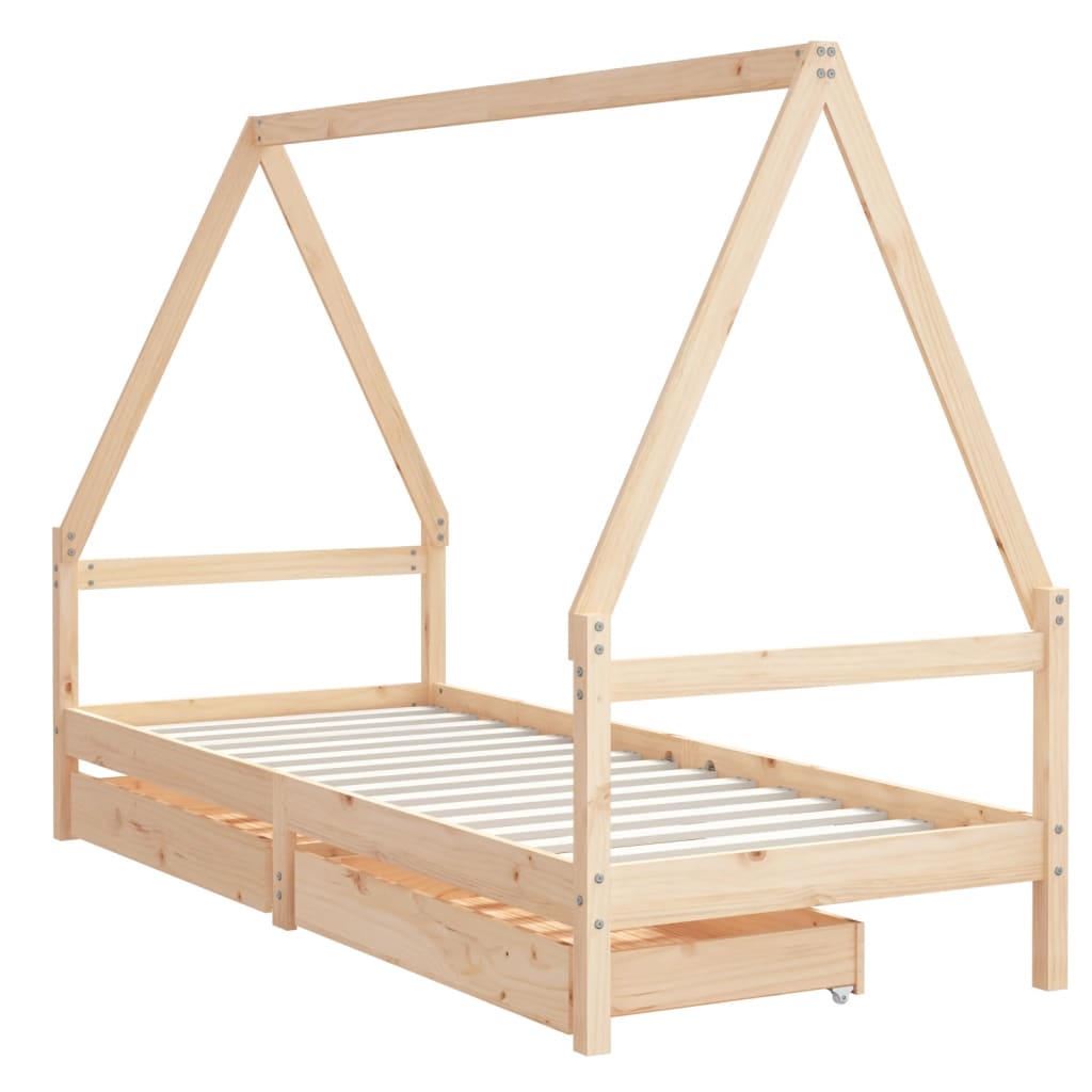 Giroletto per Bambini con Cassetti 90x190cm Legno Massello Pino 834477