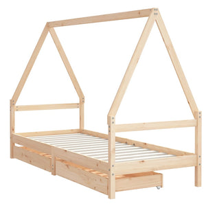 Giroletto per Bambini con Cassetti 90x190cm Legno Massello Pino 834477