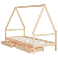 Giroletto per Bambini con Cassetti 90x190cm Legno Massello Pino 834477