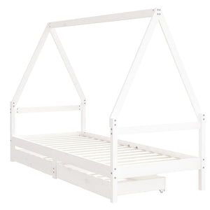 Giroletto Bambini con Cassetti Bianco 90x190 cm Massello Pino 834478