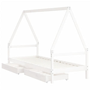 Giroletto Bambini con Cassetti Bianco 90x190 cm Massello Pino 834478