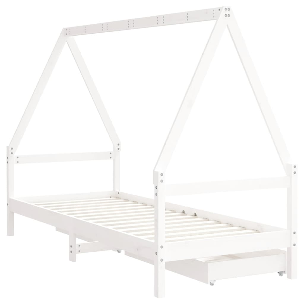 Giroletto Bambini con Cassetti Bianco 90x190 cm Massello Pino 834478