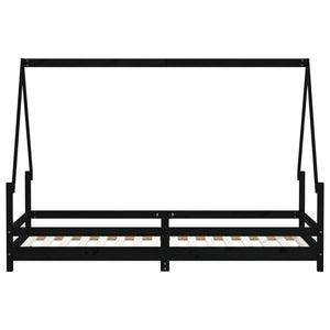 Giroletto per Bambini Nero 80x200 cm in Legno Massello di Pino 834482