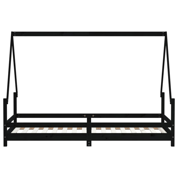 Giroletto per Bambini Nero 80x200 cm in Legno Massello di Pino 834482