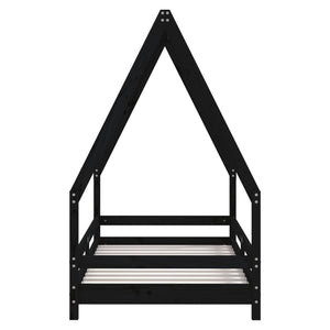 Giroletto per Bambini Nero 80x160 cm in Legno Massello di Pino 834491