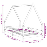 Giroletto per Bambini Bianco 90x190cm in Legno Massello di Pino 834493