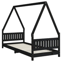 Giroletto per Bambini Nero 80x200 cm in Legno Massello di Pinocod mxl 103773