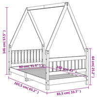 Giroletto per Bambini Bianco 80x160cm in Legno Massello di Pino 834505