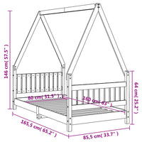 Giroletto per Bambini Nero 80x160 cm in Legno Massello di Pino 834506