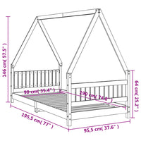 Giroletto per Bambini Bianco 90x190cm in Legno Massello di Pino 834508