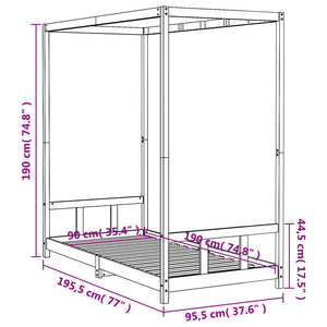 Giroletto per Bambini Bianco 90x190cm in Legno Massello di Pino 834517