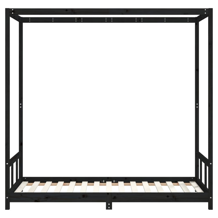 Giroletto per Bambini Nero 90x190 cm in Legno Massello di Pino 834518