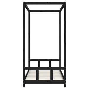 Giroletto per Bambini Nero 90x190 cm in Legno Massello di Pino 834518