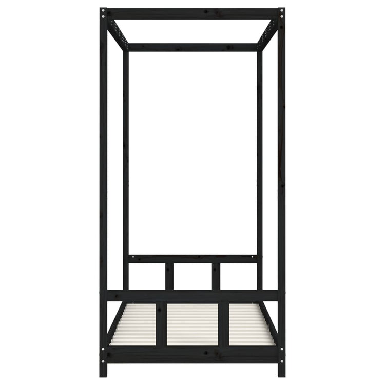 Giroletto per Bambini Nero 90x190 cm in Legno Massello di Pino 834518