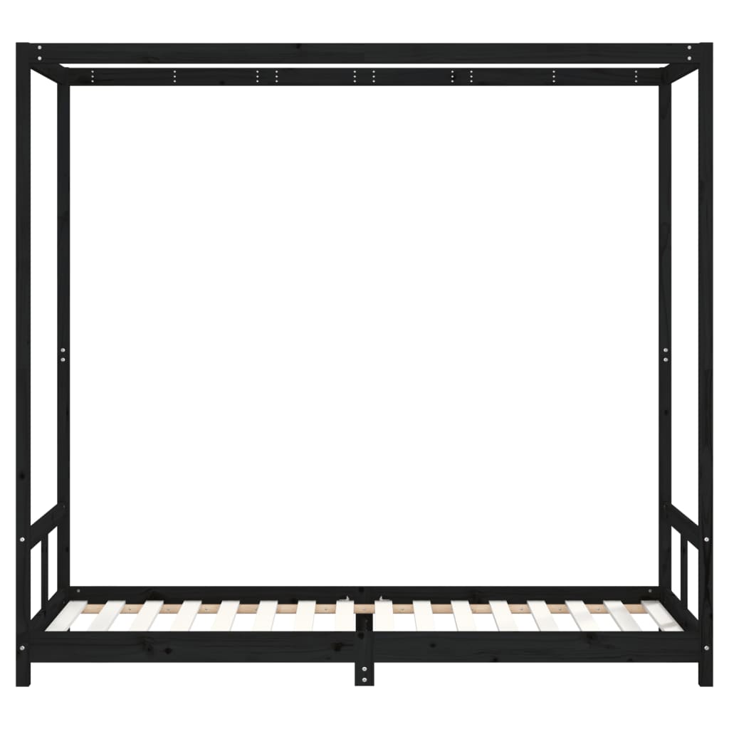 Giroletto per Bambini Nero 80x200 cm in Legno Massello di Pino 834521