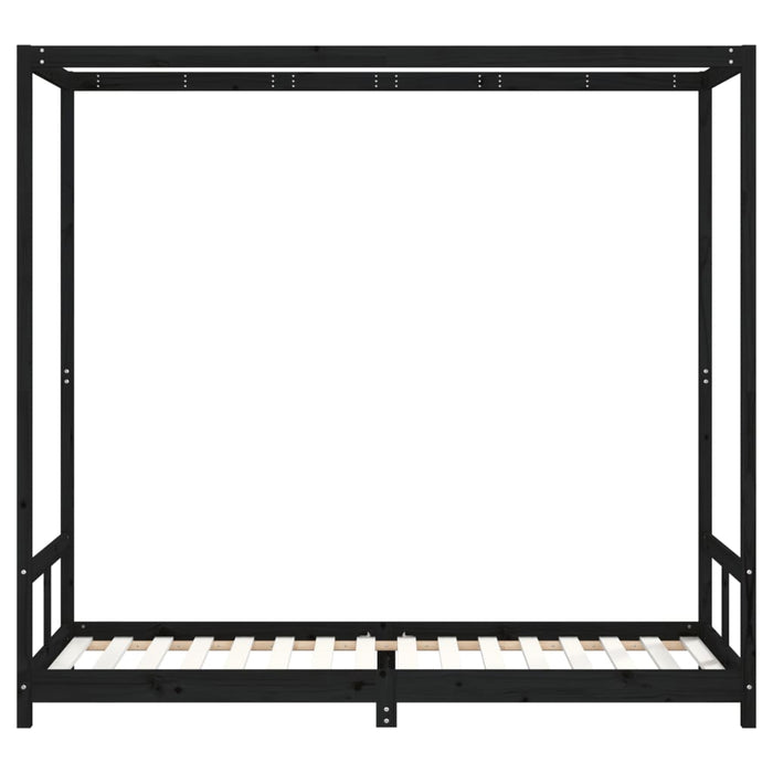 Giroletto per Bambini Nero 80x200 cm in Legno Massello di Pino 834521