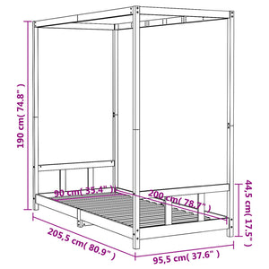 Giroletto per Bambini Bianco 90x200cm in Legno Massello di Pino 834523