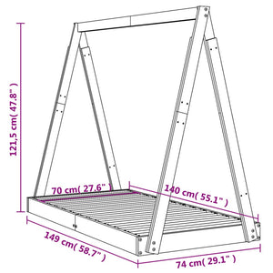 Giroletto per Bambini 70x140 cm in Legno Massello di Pino 834525