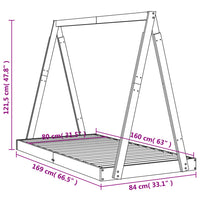 Giroletto per Bambini 80x160 cm in Legno Massello di Pino 834528