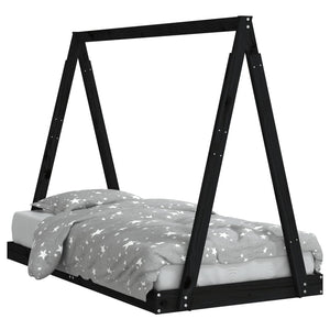 Giroletto per Bambini Nero 80x160 cm in Legno Massello di Pinocod mxl 81450