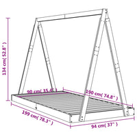 Giroletto per Bambini Bianco 90x190cm in Legno Massello di Pino 834532