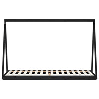 Giroletto per Bambini Nero 80x200 cm in Legno Massello di Pino 834536