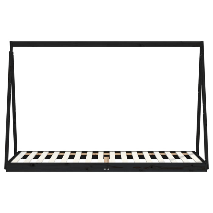 Giroletto per Bambini Nero 80x200 cm in Legno Massello di Pino 834536