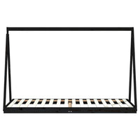 Giroletto per Bambini Nero 90x200 cm in Legno Massello di Pino 834539