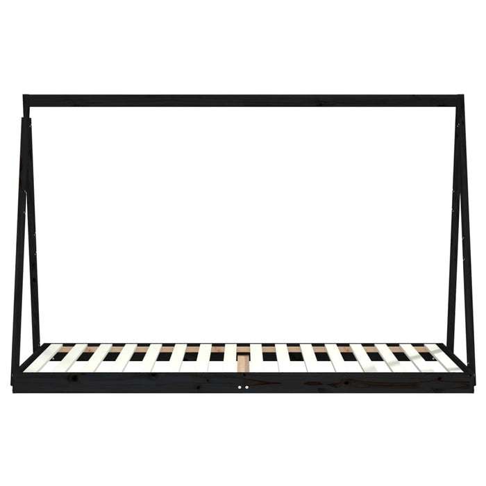 Giroletto per Bambini Nero 90x200 cm in Legno Massello di Pino 834539