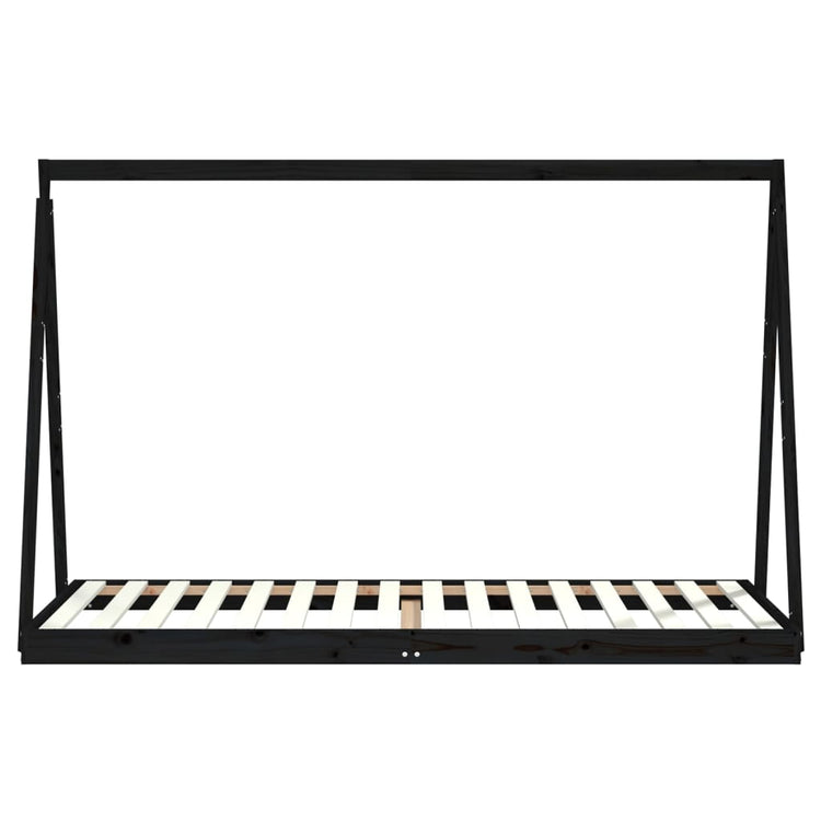 Giroletto per Bambini Nero 90x200 cm in Legno Massello di Pino 834539