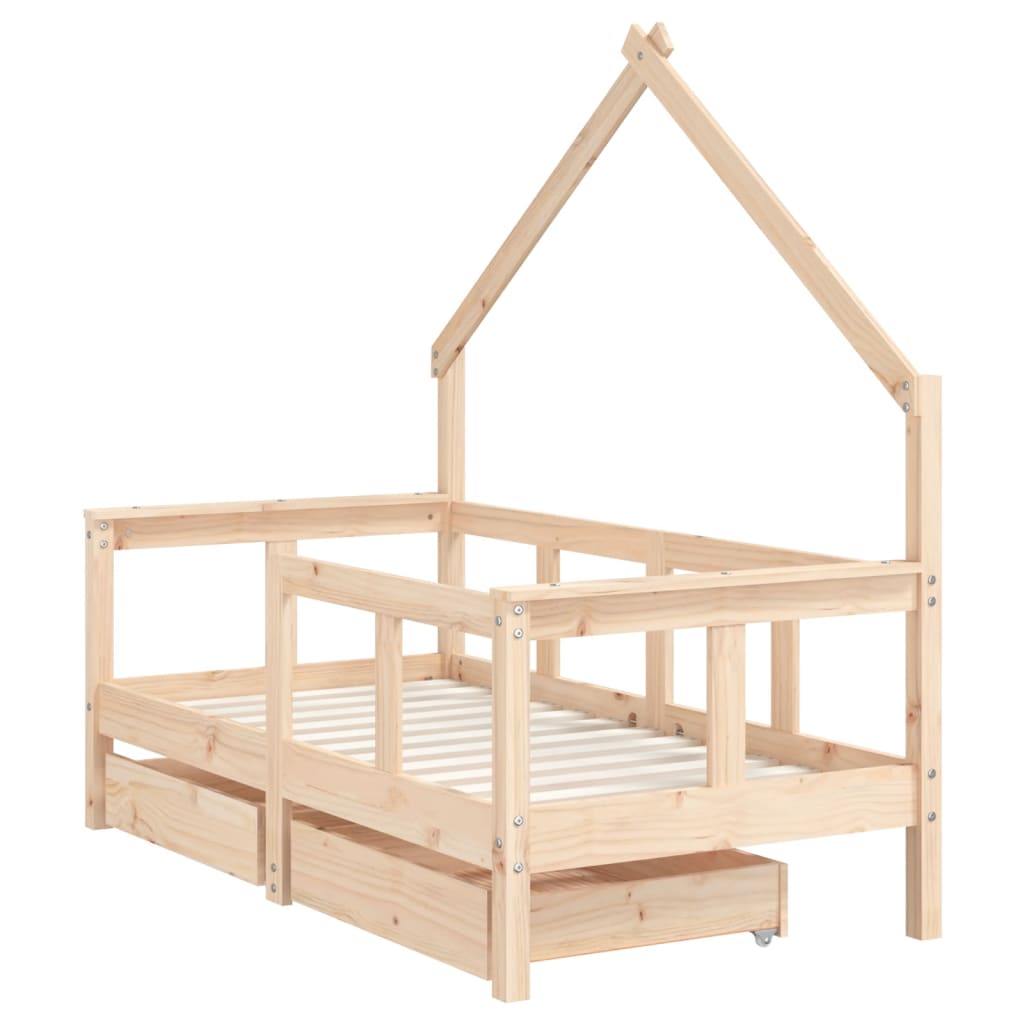 Giroletto Bambini con Cassetti 70x140 cm Legno Massello di Pino 834540