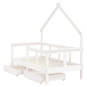 Giroletto Bambini con Cassetti Bianco 70x140cm Massello di Pino 834541